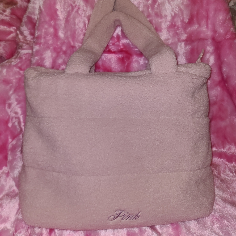 VS Pink Sherpa/Fleece Tote Bag